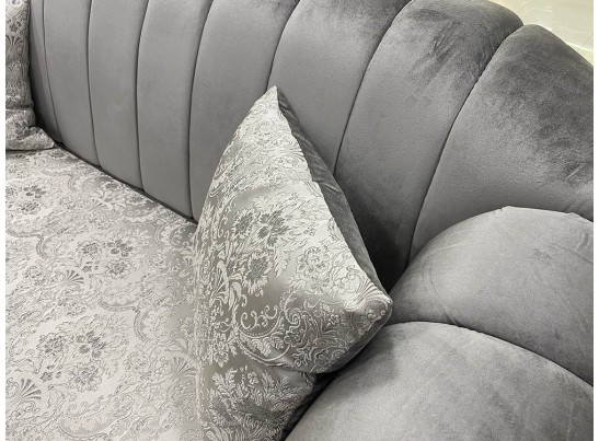 Комплект мягкой мебели Лорена белый матовый БП (ткань: благородный серый)