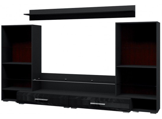 Гостиная Домино Черный/Черный глянец