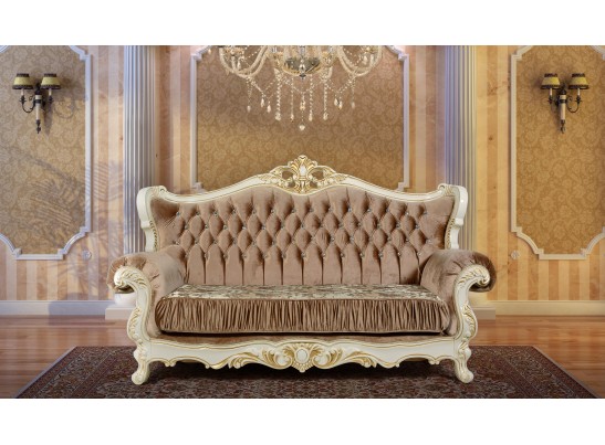 Диван трехместный Эсмеральда, крем (ткань беж)