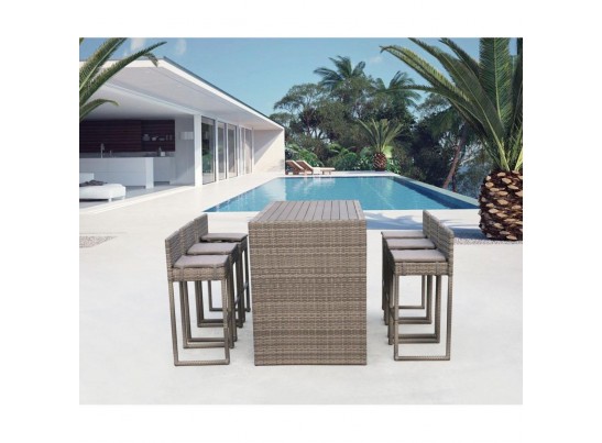 Барный комплект плетеной мебели T390GD/Y390G-W78_6Pcs Grey в Каменске-Уральском