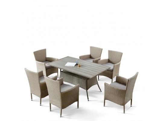 Комплект плетеной мебели AFM-195-6Pcs Beige (6+1) в Каменске-Уральском