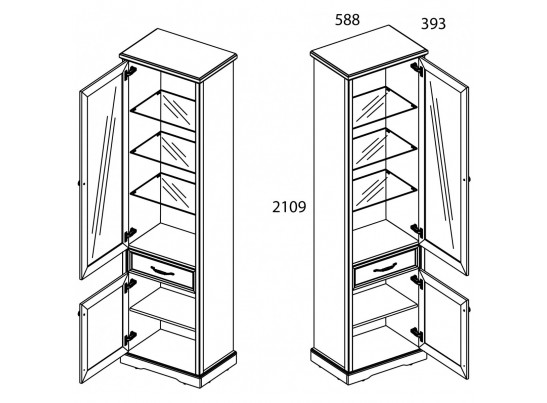 Шкаф с витриной 1V1D1S TOSCANA в Каменске-Уральском