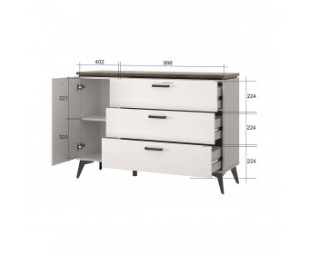 VINATI, Тумба 1D3S. Цвет ПЕРСИДСКИЙ ЖЕМЧУГ/ АМАРОК