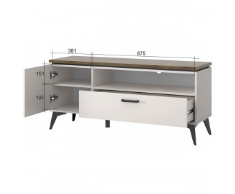 VINATI, Тумба RTV 1D1SN. Цвет ПЕРСИДСКИЙ ЖЕМЧУГ/ АМАРОК