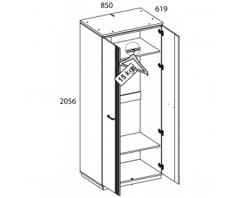 VINATI, Шкаф 2DG. Цвет ПЕРСИДСКИЙ ЖЕМЧУГ/ АМАРОК