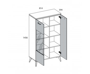 VINATI, Шкаф с витриной 1V1D P. Цвет ПЕРСИДСКИЙ ЖЕМЧУГ/ АМАРОК