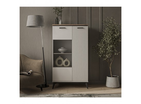 VINATI, Шкаф с витриной 1V1D P. Цвет ПЕРСИДСКИЙ ЖЕМЧУГ/ АМАРОК