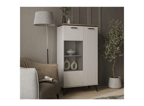 VINATI, Шкаф с витриной 1V1D P. Цвет ПЕРСИДСКИЙ ЖЕМЧУГ/ АМАРОК