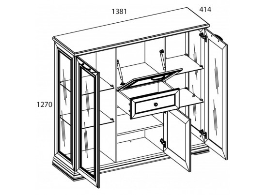 SEVILLA, Шкаф с витриной 2V2D1S. Цвет БЕЛЫЙ