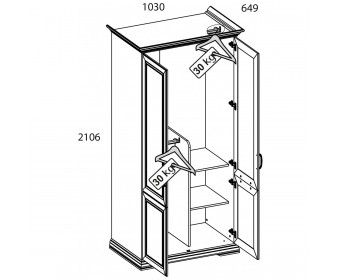 SEVILLA, Шкаф 2DG. Цвет БЕЛЫЙ