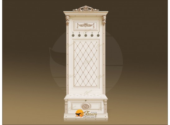 Прихожая Б11.2-6 (Декор "Овал") Карамель/патина золото/белый в Каменске-Уральском