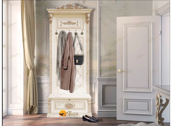 Прихожая Б11.2-6 (Декор "Овал") Карамель/патина золото/белый в Каменске-Уральском