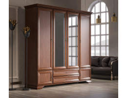 Шкаф четырехдверный с зеркалом KENTAKI каштан