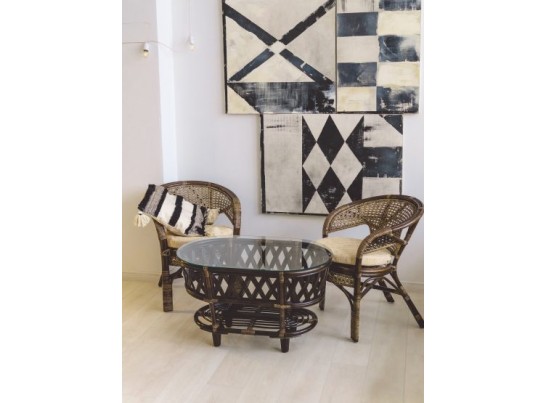 Стол "Копакобама" 2256K (коф. овал. со стеклом)