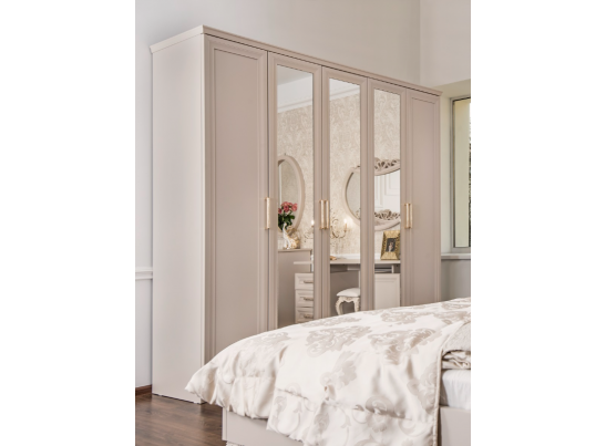 Шкаф МОККО 5-ств с зеркалом бежевый