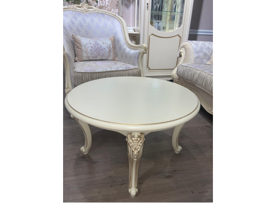 Стол журнальный круглый Мона Лиза (крем глянец)