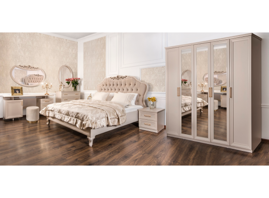 Шкаф МОККО 3-дверный с зеркалом, бежевый