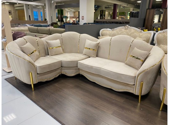 Диван Лара угловой 2-У-1, бежевый золото в Каменске-Уральском