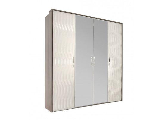 Шкаф GRAVITA 4-х ств зеркалами, Белый глянец в Каменске-Уральском