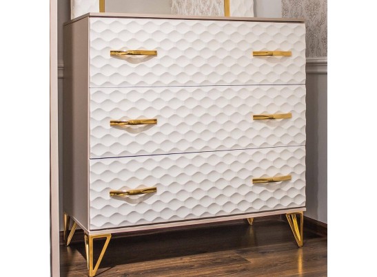 Комод LARA 3 ящика, белый глянец в Каменске-Уральском