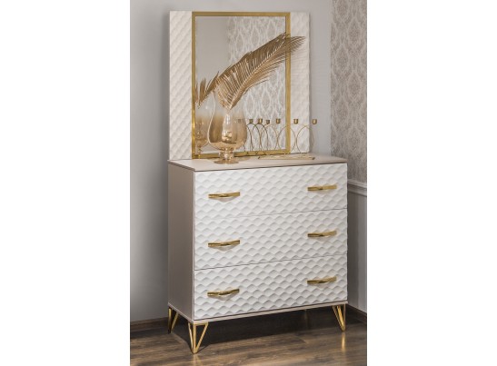 Комод LARA 3 ящика, белый глянец в Каменске-Уральском