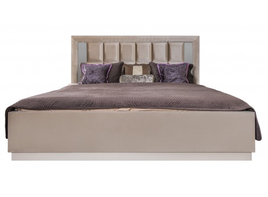 Кровать 1600 с мягким изголовьем ЗАМИРА, бежевый в Каменске-Уральском