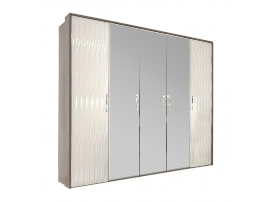 Шкаф GRAVITA 5-х ств зеркалами, Белый глянец в Каменске-Уральском