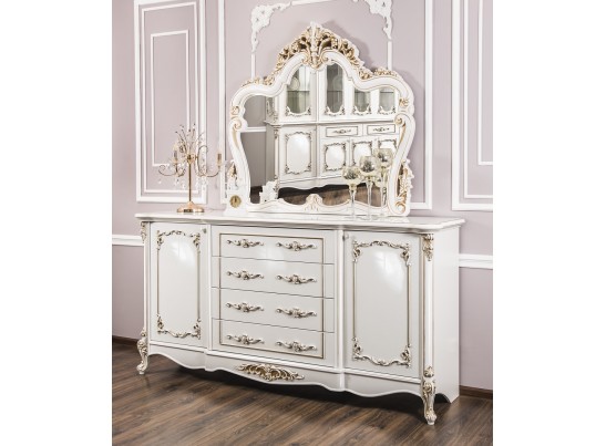 Комплект Комод+Зеркало Флоренция, белый глянец