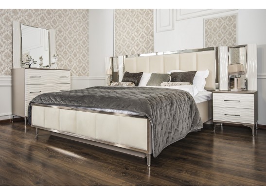 Спальня "Gravita" 5-и ств. шкаф с зеркалами, Белый глянец в Каменске-Уральском