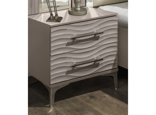 Спальня Gravita 1600*2000, зеркало ППУ, комод, тумбы, панели, с 4х створчатым шкафом, серый камень глянец