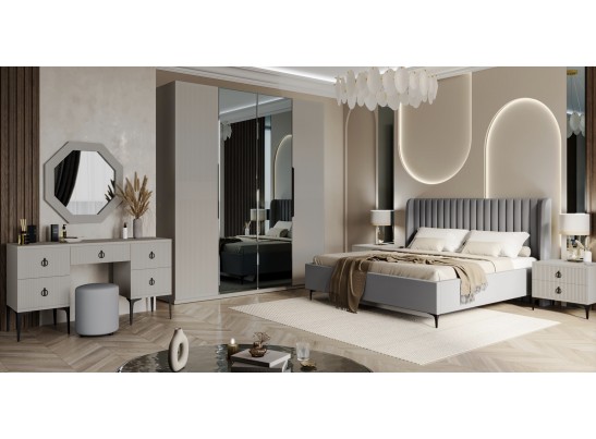 Спальня Стелла 4-ств 160 светло серый камень