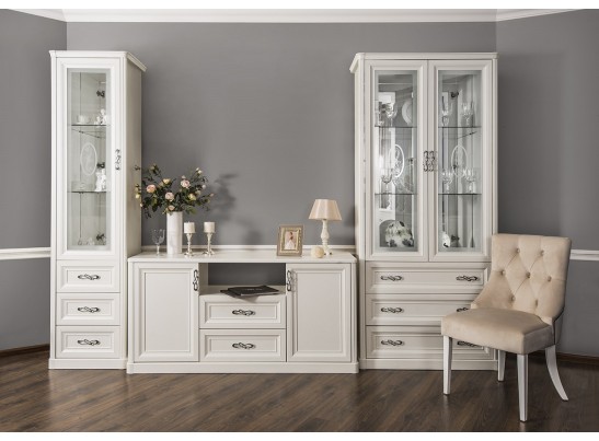 Гостиная Мишель 1+комод+зеркало+1 белый матовый