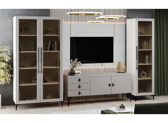 Гостиная Стелла 1+тв+2 светло серый камень