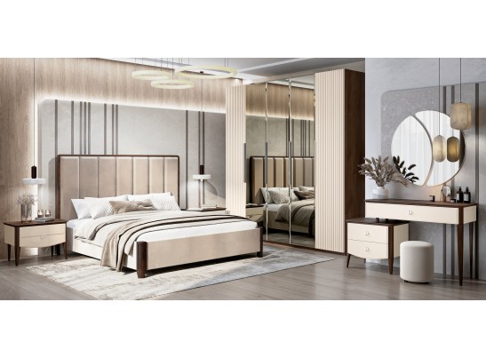 Шкаф Жаклин 5-створчатый с зеркалом бежевый