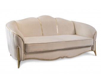  Диван Лара 3х местный бежевый золото