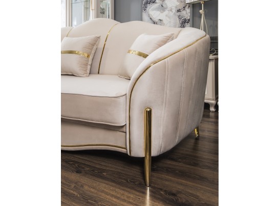 Диван Лара 3х местный бежевый золото