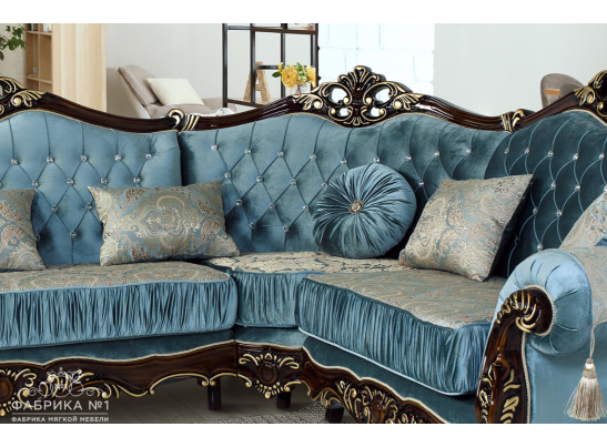 Угловой диван Эсмеральда левый, орех афина