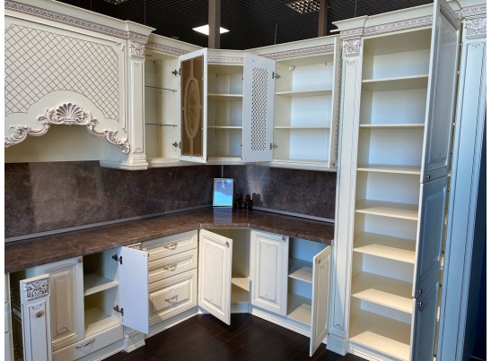 Кухня Афина 30 (3,9*2,6 м) крем/фиолетовая патина