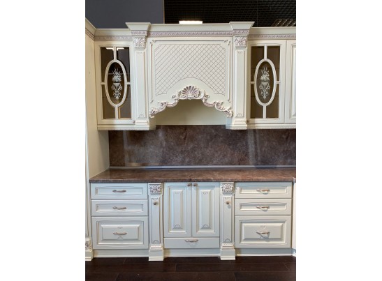 Кухня Афина 30 (3,9*2,6 м) крем/фиолетовая патина