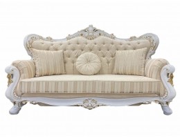 Диван трехместный Джулия Белый-Золото кисть-МП-королевский бежевый