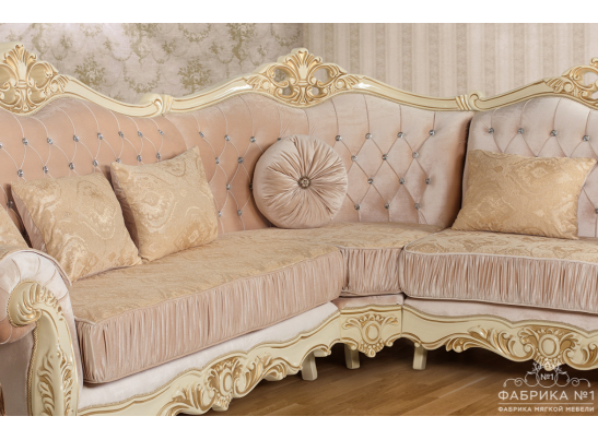 Угловой диван Эсмеральда правый, крем венеция 110.1