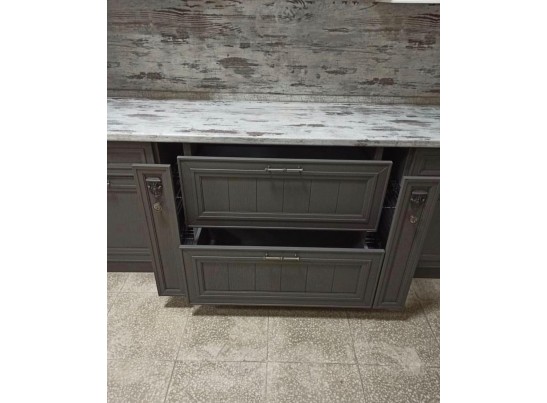 Кухня угловая Берлин 37 (4,2*2,1 м) Гриджио-Бьянка