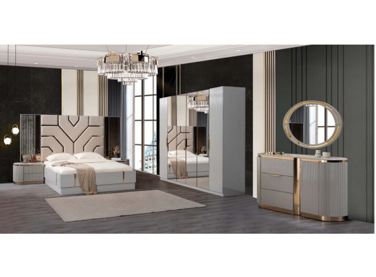 Спальня "Ницца Luxury" (6ти ств. кровать,ламели) мокко/крем в Каменске-Уральском