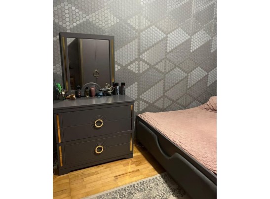 Спальня "Элит" (6х ств. кровать 1,8,дсп настил) крем/графит в Каменске-Уральском