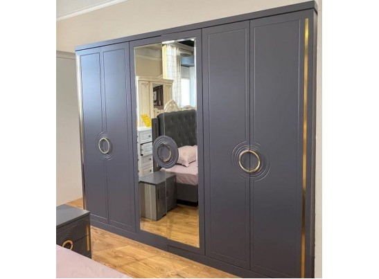 Спальня "Элит" (6х ств. кровать 1,8,дсп настил) крем/графит в Каменске-Уральском