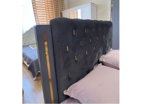 Спальня "Элит" (6х ств. кровать 1,8,дсп настил) крем/графит в Каменске-Уральском