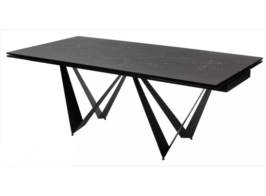 Стол RIETI 200 NERO KL-116 Черный мрамор матовый, итальянская керамика/ черный каркас, ®DISAUR в Каменске-Уральском