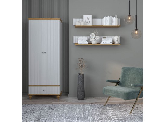 Шкаф для одежды "Рандеву" 21 (белый, серый) в Каменске-Уральском
