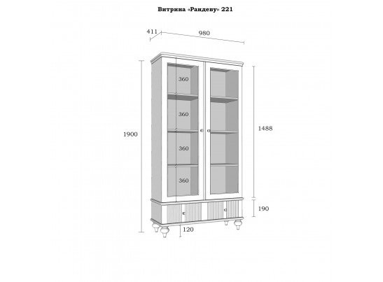 Шкаф для посуды "Рандеву" 21 (сосна) белый