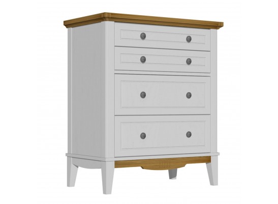 Комод с 4 ящиками 022 Пенни белый воск/антик 24